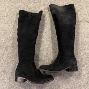 Born‎ Boots Womens Size 8.5 Black Suede Over The Knee Riding Side Zip Boots